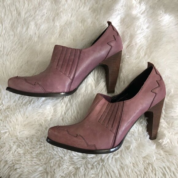 Envy Ankle Bootie 10 Western Style Leather Crushin Mauve Cowgirl Southern - Picture 7 of 10